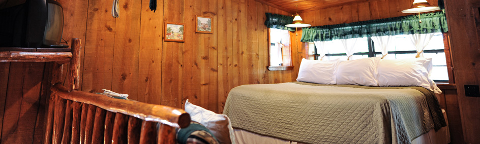 Cabin 12 at Bear Creek Motel and Cabins, is a duplex cabin with a King sized bed